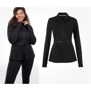 Cabi Relax Convertible Stretch Ponte Knit Long Black Zip Jacket size Medium